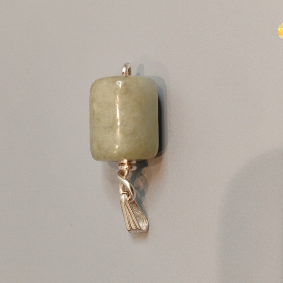 Jade Sterling Silver Barrel Pendant - Picture 8 of 8